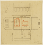 214291 Plattegrond, opstanden en doorsnede van het achter het huis Oudegracht 389 gelegen voormalige schoolgebouw. N.B. ...